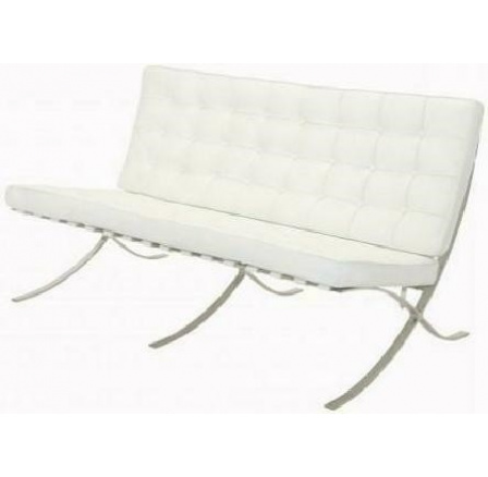 Sofa BA2 pro 2 osoby, bílá přírodní kůže