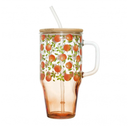 Hrnek s víčkem a brčkem Soleo 650ml     pomeranče