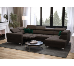 Rohová sedací souprava TOSCANIA MAX I , relax s funkcí spaní 170x350x185 cm - hnědá , levá