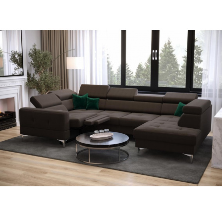 Rohová sedací souprava TOSCANIA MAX I , relax s funkcí spaní 170x350x185 cm - hnědá , levá Rohová sedací souprava TOSCANIA MAX I , relax s funkcí spaní 170x350x185 cm - hnědá , levá