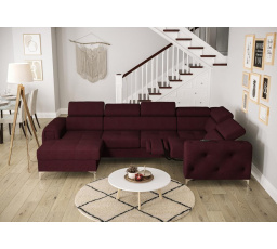 Rohová sedací souprava ORION MAX III , relax s funkcí spaní 165x320x190 cm - Odtíny bordové, pravá