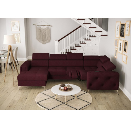 Rohová sedací souprava ORION MAX III , relax s funkcí spaní 165x320x190 cm - Odtíny bordové, pravá