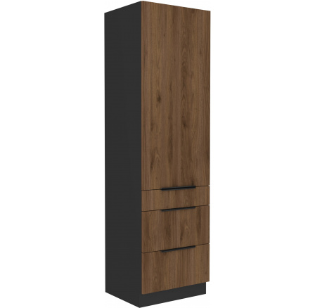 Kuchyňská skříň MONZA - 60 DKS-210 3S 1F, Černá mat/Ořech