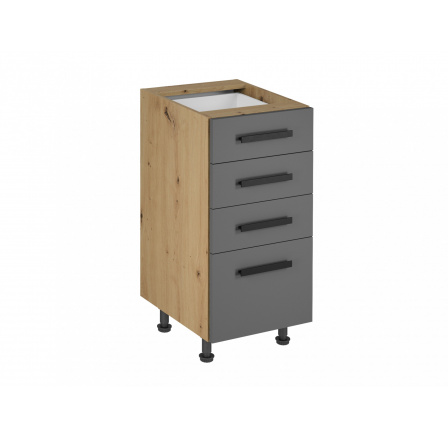 Kuchyňská dolní skříňka Langen D40S4, šedá/dub artisan Kuchyňská dolní skříňka Langen D40S4, šedá/dub artisan