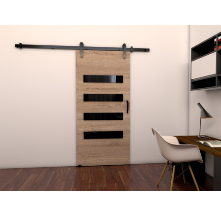 Posuvné dveře LOFT F100, Sonoma/Černá Posuvné dveře LOFT F100, Sonoma/Černá