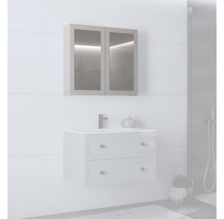 Skříňka se zrcadlem 2D, bílá