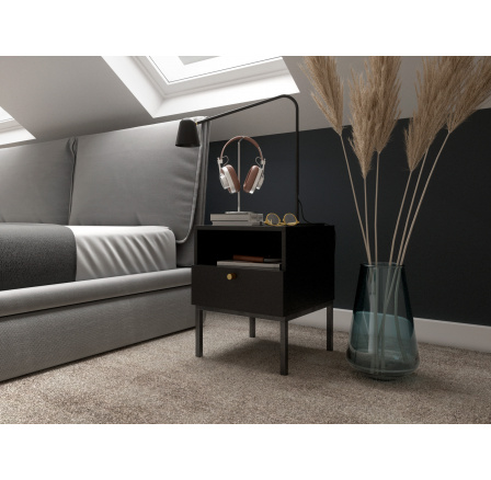 Noční Stolek LANZZI 40, Černý Mat Noční Stolek LANZZI 40, Černý Mat