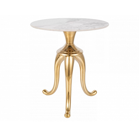 Konferenční stůl SNAKE, Efekt bílého mramoru/Zlatá