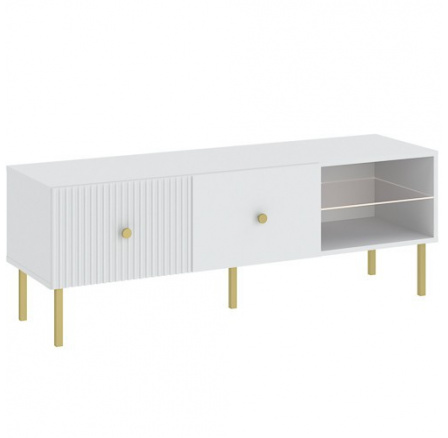 Televizní stolek VIENA RTV 1350 1D, Bílá/Zlatá