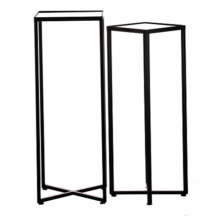 Stojan na květiny -  kovové rámy, skleněná deska, cena za sadu 2 ks