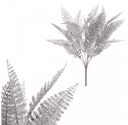 Kapradí - umělý trs, stříbrná se třpytkami