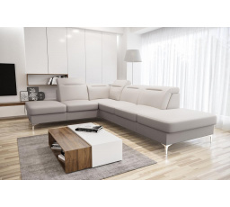 Rohová sedací souprava OSLO 295x220 přírodní kůže - levá, Kůže ecru
