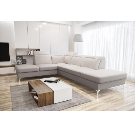 Rohová sedací souprava OSLO 295x220 přírodní kůže - levá, Kůže ecru