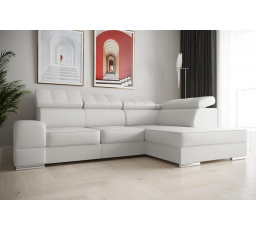 Rohová sedací souprava ROYAL I 260×185 přírodní kůže - bílá kůže , pravá