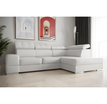 Rohová sedací souprava ROYAL I 260×185 přírodní kůže - bílá kůže , pravá