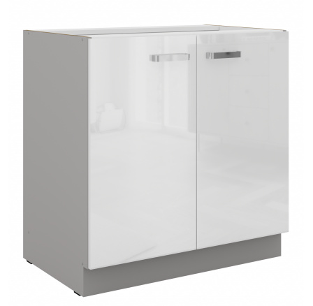 Dolní skřínka BIANCA - 80 D 2F BB, Šedá / Bílý lesk