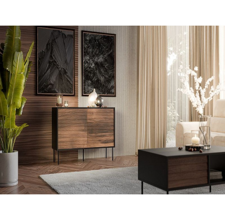 CORTINA komoda 120 ( 1D3S ) černá/ořech ( 1 ks)=2 str. )