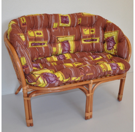 Ratanová lavice Bahama koňak polstr hnědý list MAXI