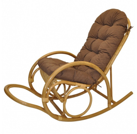 Ratanové houpací křeslo Jenaira medové polstr hnědý melír