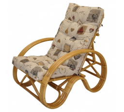 Ratanové křeslo polohovací medové polstr srdce love