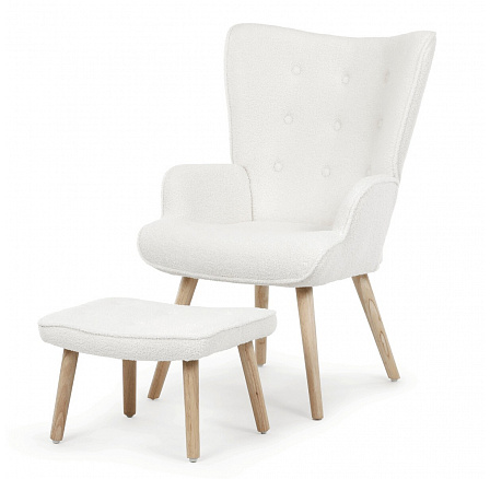 Relaxační křeslo, bílá, látka bouclé, AK-319 WT2