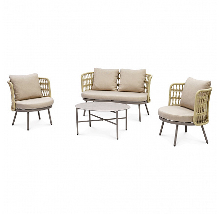 Zahradní sestava, kov, béžová, AZS-L1994 CRM