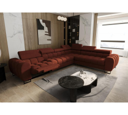 Rohová sedací souprava ASPEN MAX , relax průměr 30x260 cm - cihlová , pravá