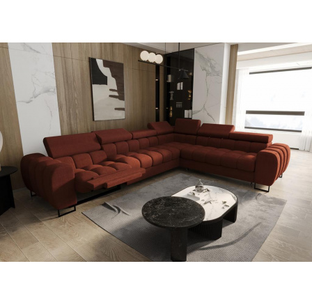 Rohová sedací souprava ASPEN MAX , relax průměr 30x260 cm - cihlová , pravá Rohová sedací souprava ASPEN MAX , relax průměr 30x260 cm - cihlová , pravá