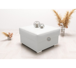 Taburet s úložným prostorem 55×55 - bílá eko kůže