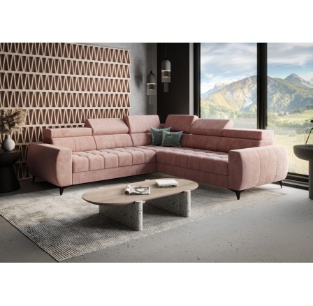 Rohová sedací souprava PORTO MAX 255X255 cm - levá, růžová