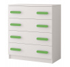 Komoda 4S SMYK I - 02, Bílá Mat/Zelená