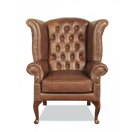 Křeslo Chesterfield Queen kůže koňak