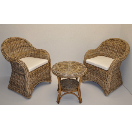 Ratanová sedací souprava Roma ratan kubu polstry bílé