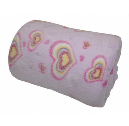 Deka mikroplyš 150x200 cm - růžová srdce Deka mikroplyš 150x200 cm - růžová srdce