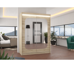 Posuvná skříň se zrcadlem a LED osvětlením CLEVER 150 Sonoma+Sonoma
