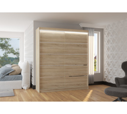 Šatní skříň s posuvnými dveřmi a LED osvětlením SPECTRA 180 Sonoma+Sonoma