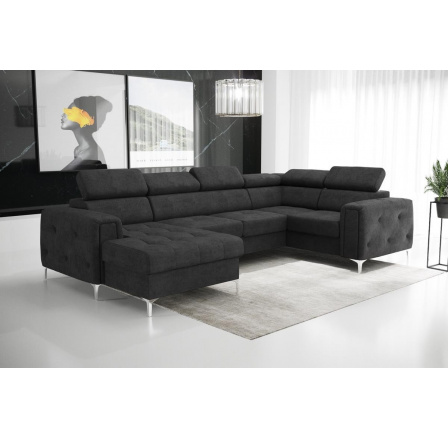 Rohová sedací souprava ORION MAX III s funkcí spaní 165x320x185 cm - černá , pravá