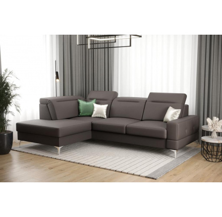 Rohová sedací souprava MALIBU MINI přírodní kůže 180X250 - kůže tmavě šedá , levá