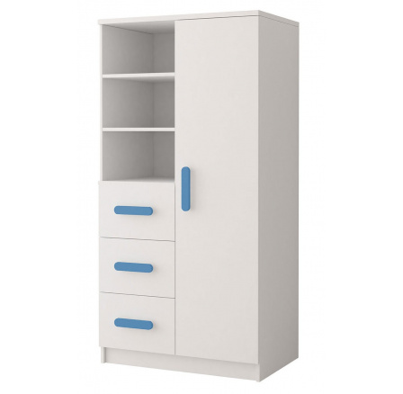 Regál 80 3S1D SMYK I - 05, Bílá Mat/Modrá