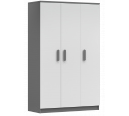 Šatní skříň 3D SMYK II - 19, Šedá/Bílá/Šedá
