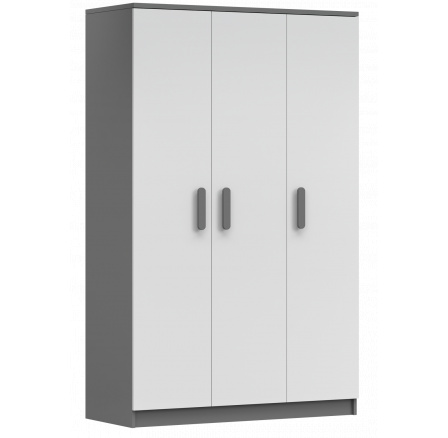 Šatní skříň 3D SMYK II - 19, Šedá/Bílá/Šedá Šatní skříň 3D SMYK II - 19, Šedá/Bílá/Šedá