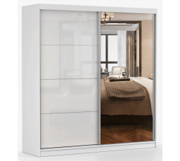 Šatní skříň MULTI 35 - 203 cm, Bílá/Bílý Lesk