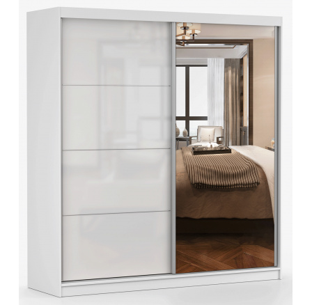 Šatní skříň MULTI 35 - 203 cm, Bílá/Bílý Lesk