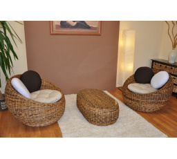 Ratanová sedací souprava Baverly 2+1 banánový list