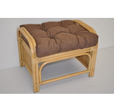 Ratanová taburetka Ear medová polstr hnědý melír Ratanová taburetka Ear medová polstr hnědý melír