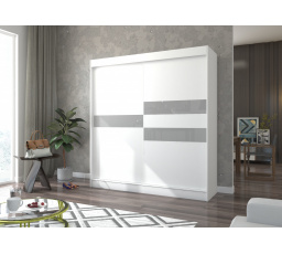 Posuvná skříň s lacobelem BATIA 200 Bílá+Šedý Lacobel