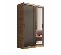 Šatní skříň s posuvnými dveřmi a zrcadlem Hailey 120 Artisan+Černá