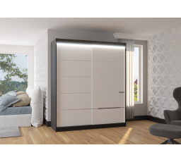 Posuvná skříň s LED osvětlením SPECTRA 180 Černá+Bílá