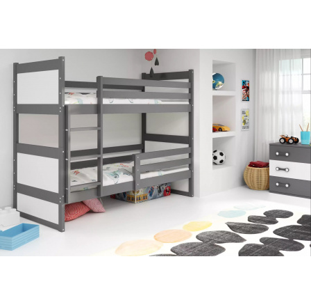 Dětská patrová postel RICO 90x200 cm, bez matrace, Grafit/Bílá