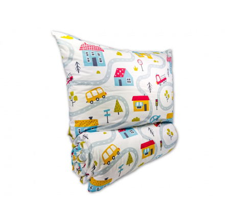 Krepové dětské povlečení 140x200, 70x90cm Městečko